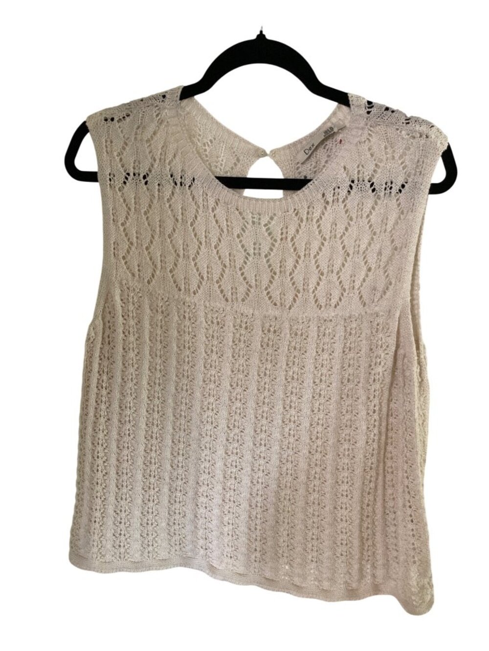 Dex Sleeveless Crew Neck Sweater Blouse Blouse Cream Knit XL NWT